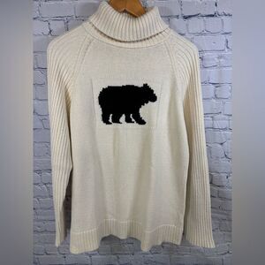 Vintage 90s Coldwater Creek Cream Turtleneck Polar Bear Classic Sweater M